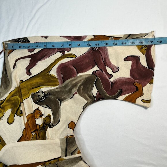 cortelle Puma Print Linen Midi Dress Dolman Sleeve Lions Panther Cat Print XS - Picture 7 of 10